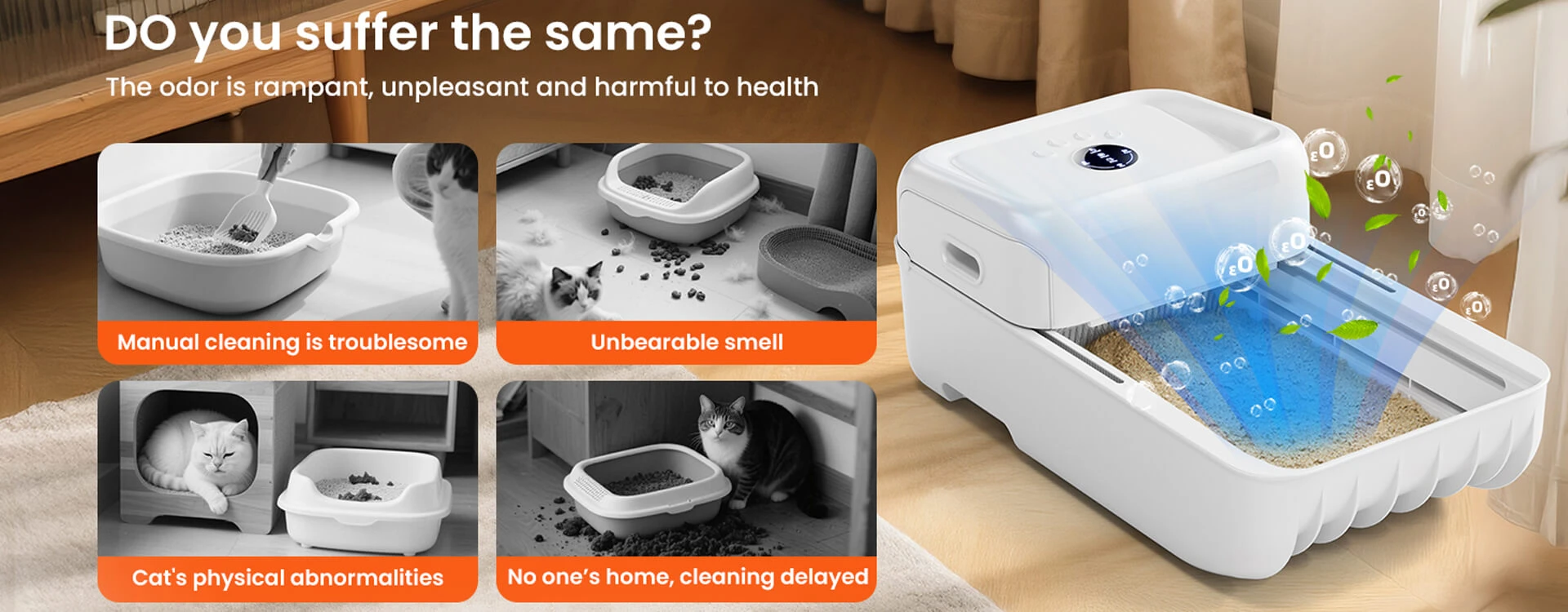 Self-cleaning Cat Litter Box Open Top